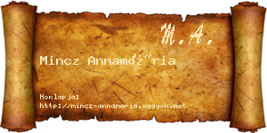 Mincz Annamária névjegykártya